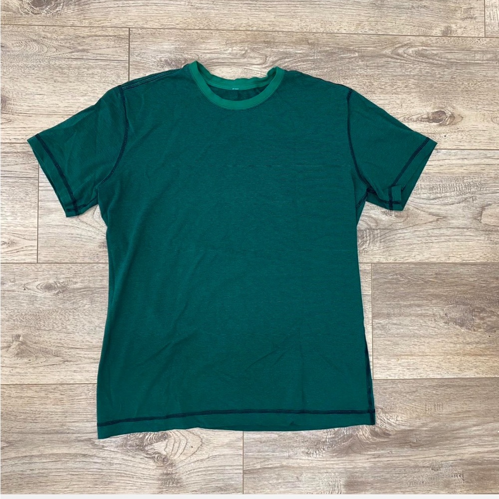 LULULEMON 5 year basic green striped tshirt